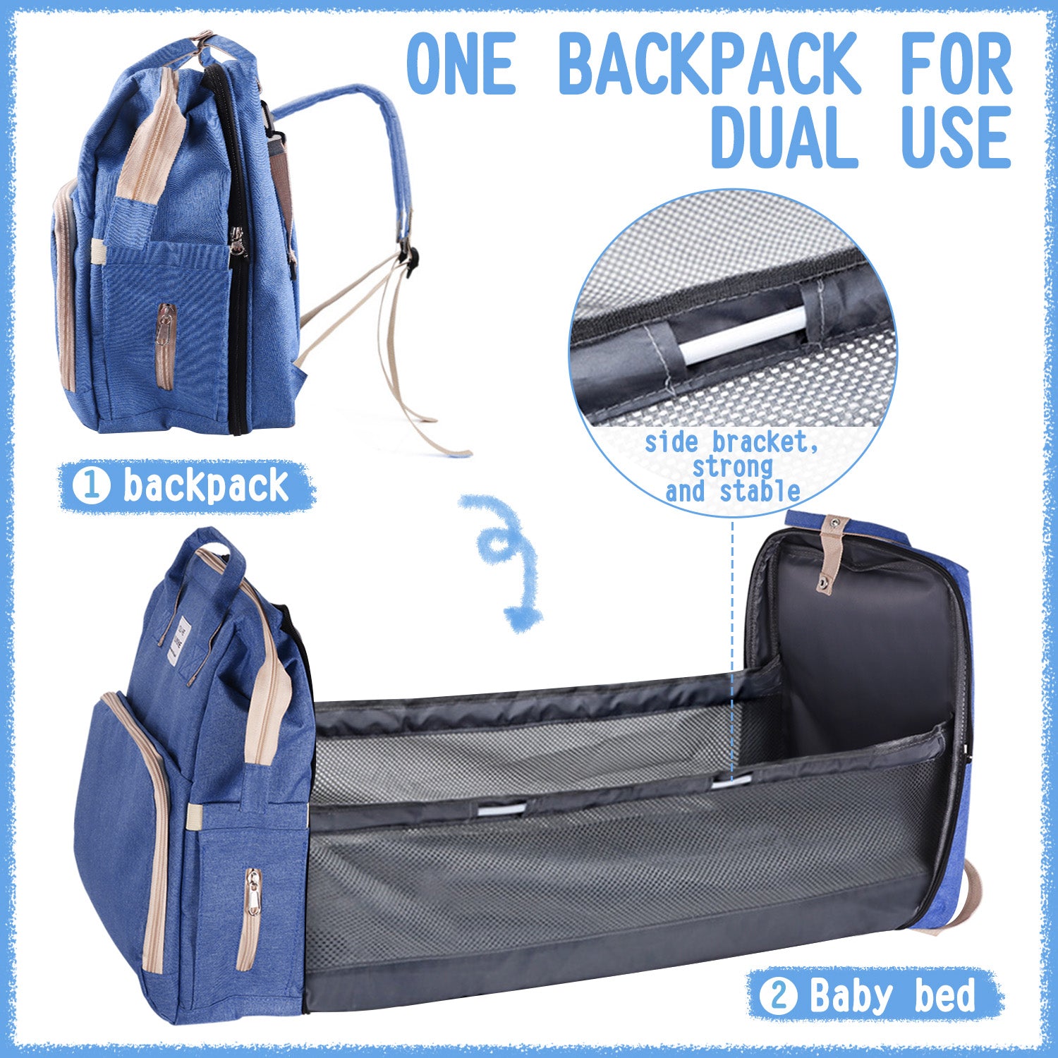 Multifunctional Backpack Style Changing bag With Built in Portable Changing Station.
